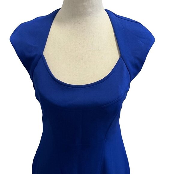 Maggy London Blue Cap Sleeve Shift Dress With Keyhole And Back Zipper Lined - Picture 6 of 10